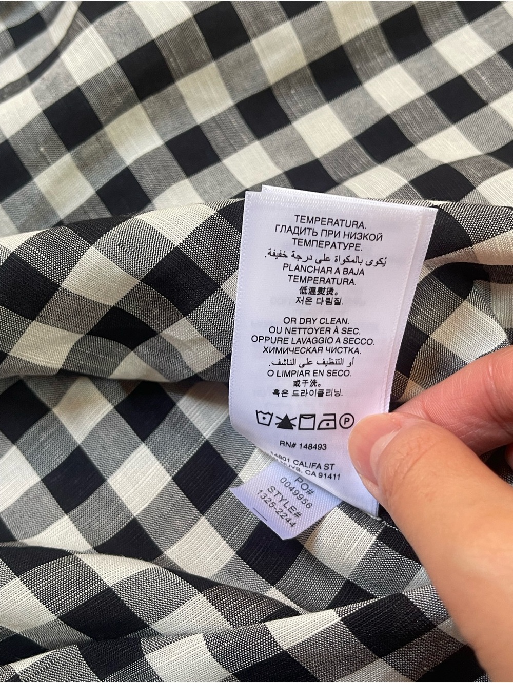 DOEN Leslie Gingham Midi Dress in Black Marilyn Size L - Picture 9 of 16